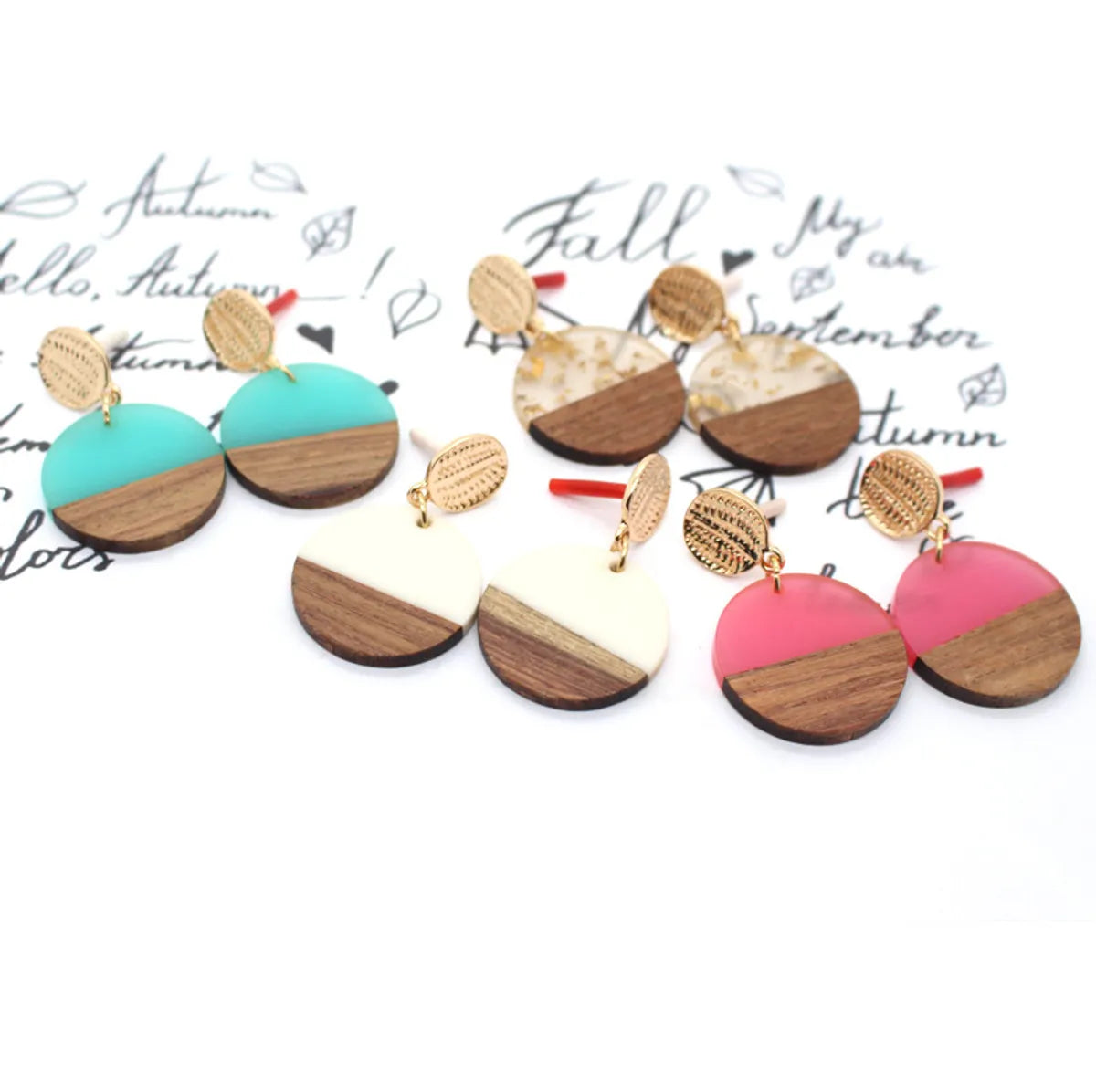 Fashion Jewelry Original Simple Earrings Resin Wood Stitching Earrings Wholesale Gooddiy