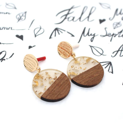 Fashion Jewelry Original Simple Earrings Resin Wood Stitching Earrings Wholesale Gooddiy