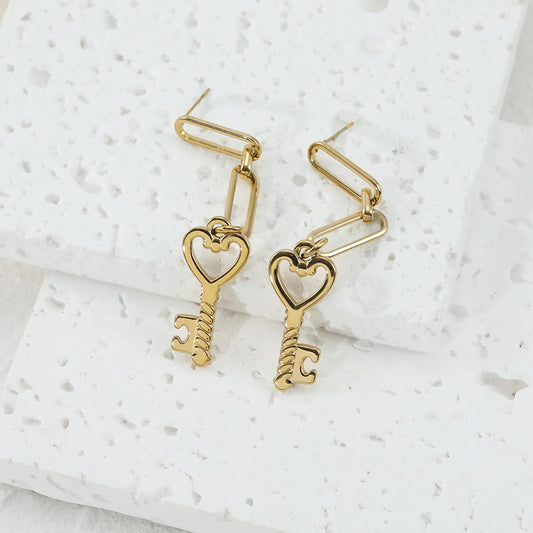 Fashion Key Plating Stainless Steel Earrings