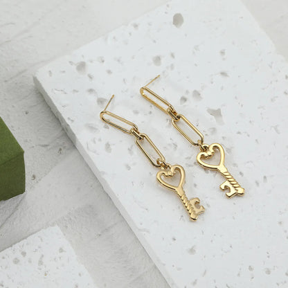 Fashion Key Plating Stainless Steel Earrings