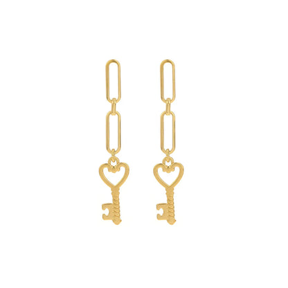 Fashion Key Plating Stainless Steel Earrings