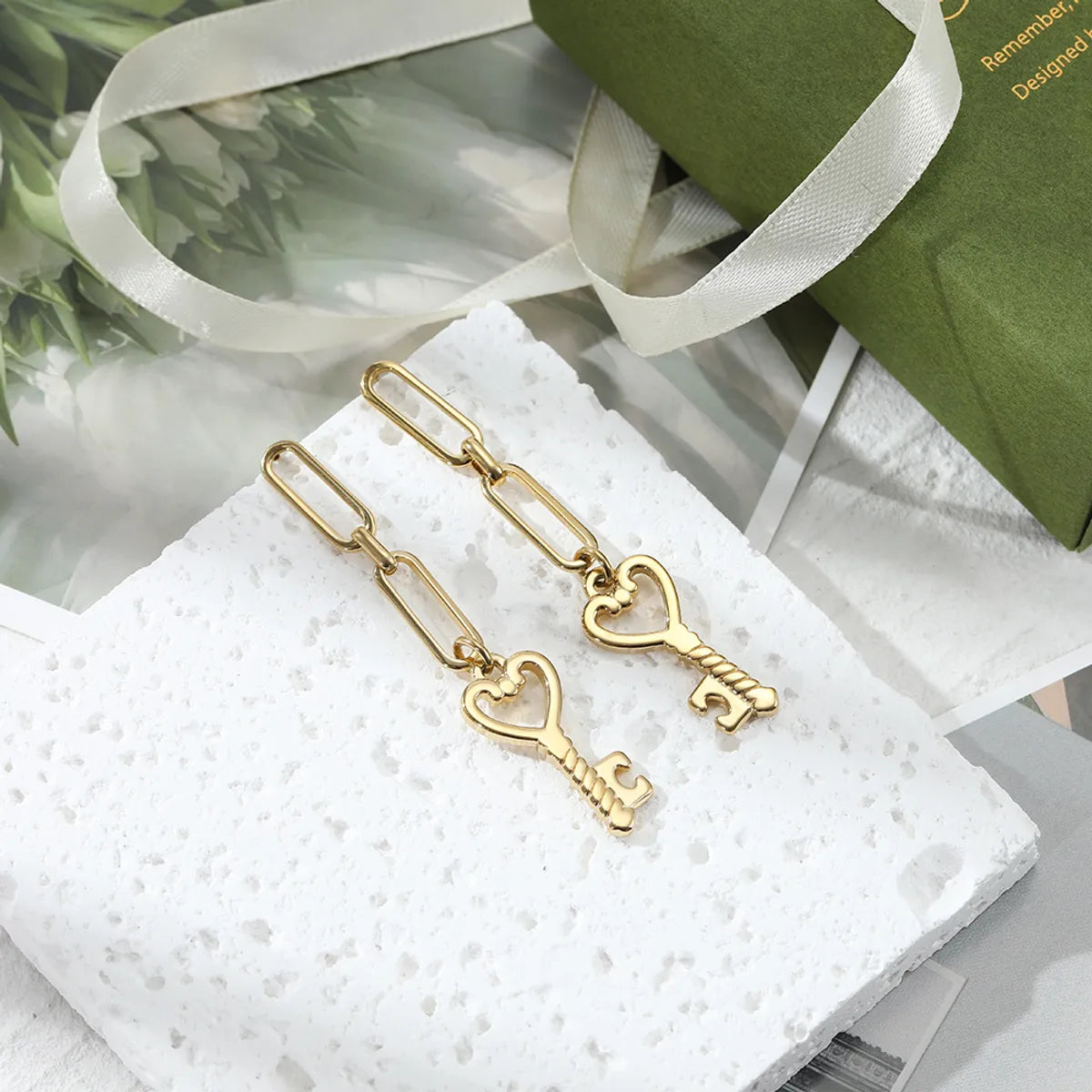 Fashion Key Plating Stainless Steel Earrings