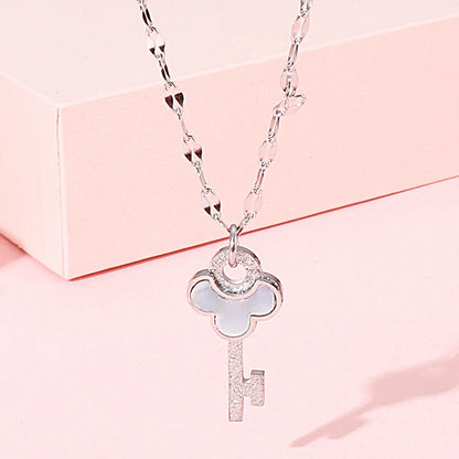 Fashion Key Titanium Steel Plating Pendant Necklace 1 Piece