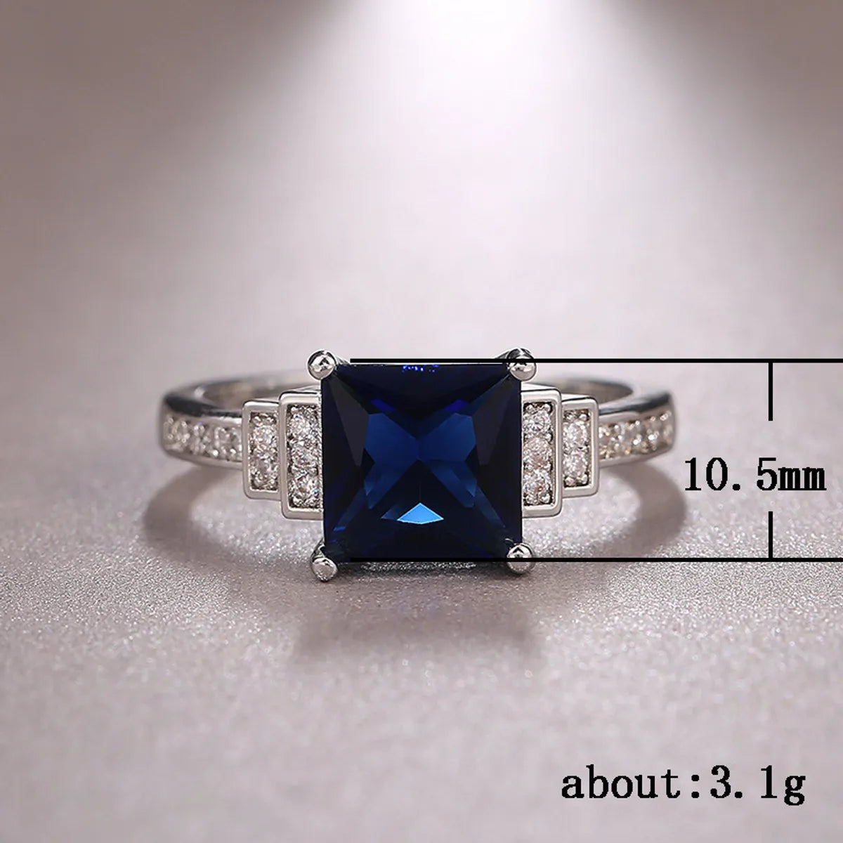 Fashion Ladies New Dark Blue Zircon Platinum Plated Diamond Copper Ring Hand Jewelry