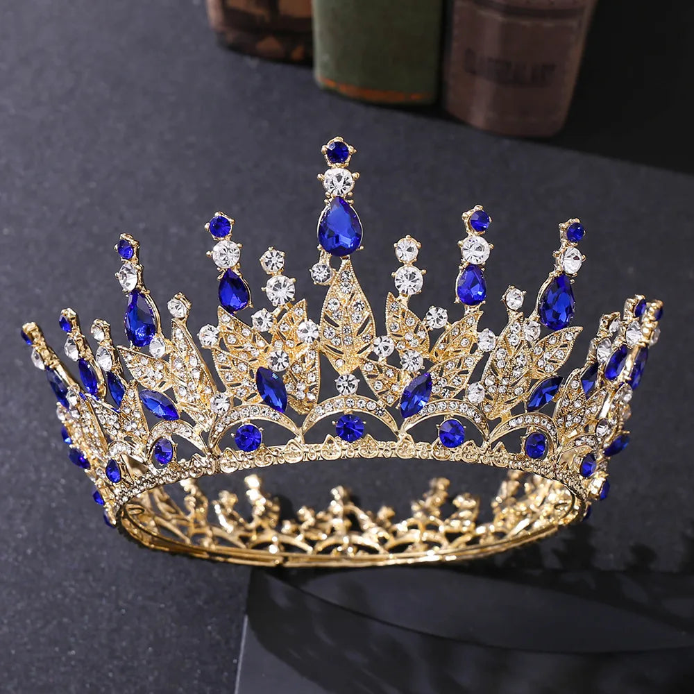 Fashion Leaf Alloy Inlay Zircon Crown 1 Piece