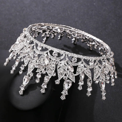 Fashion Leaf Alloy Inlay Zircon Crown 1 Piece