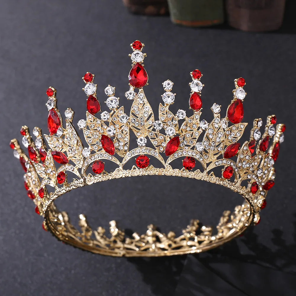 Fashion Leaf Alloy Inlay Zircon Crown 1 Piece