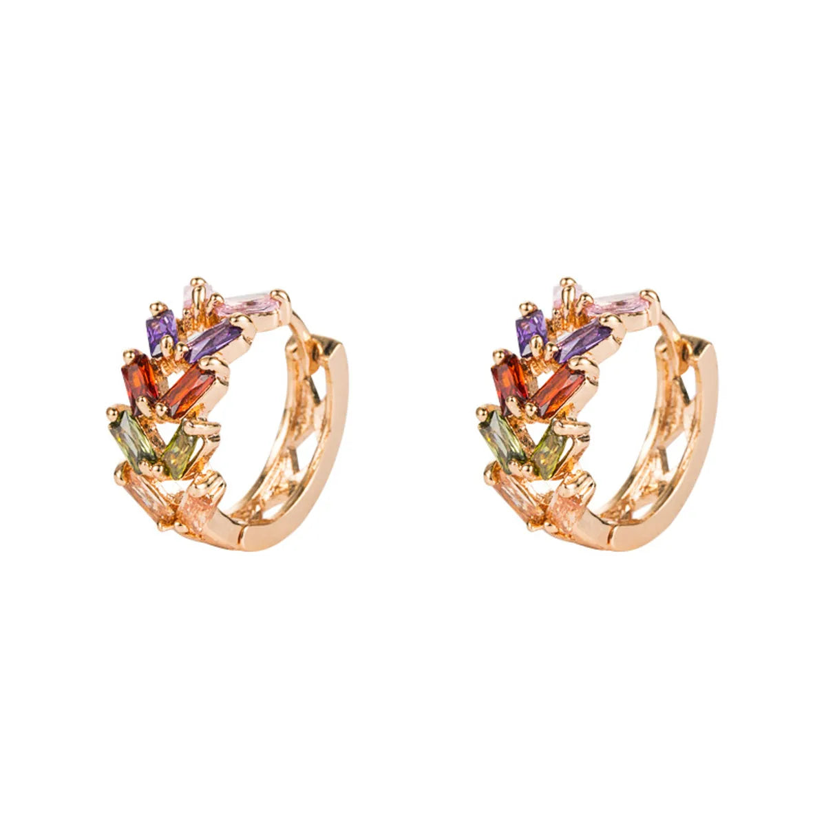 Fashion Leaf Brass Micro-inlaid Zircon Earrings