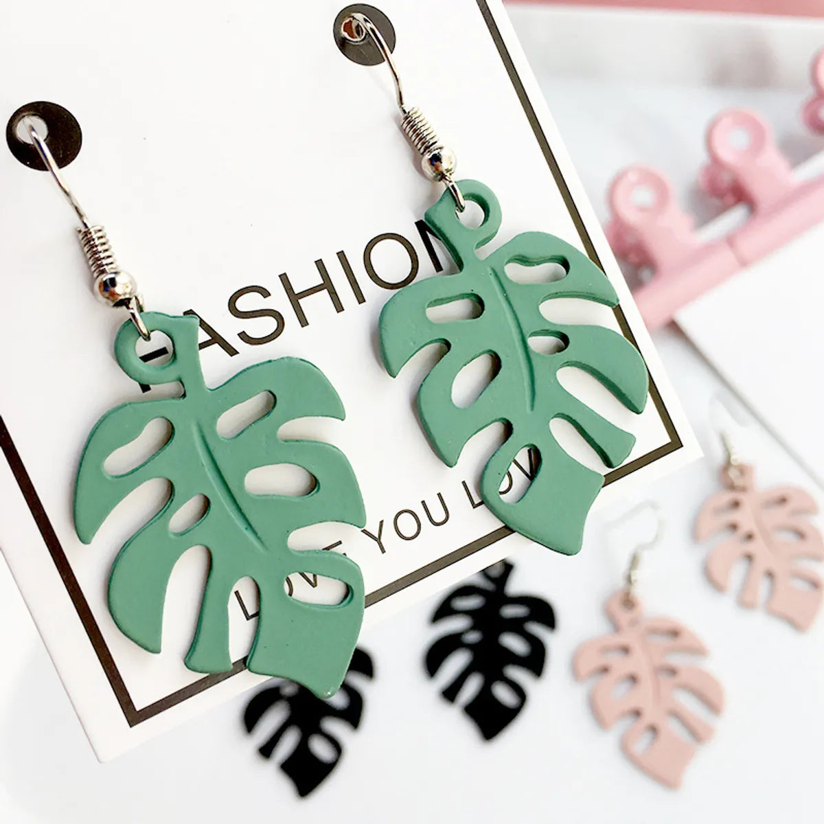 Fashion Leaf Earrings Simple Solid Color Alloy Ear Hook