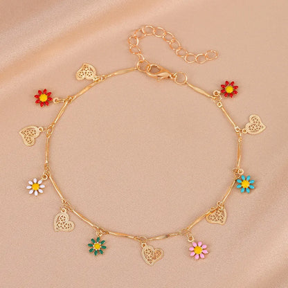 Fashion Leaf Eye Flower Alloy Plating Rhinestones Unisex Bracelets