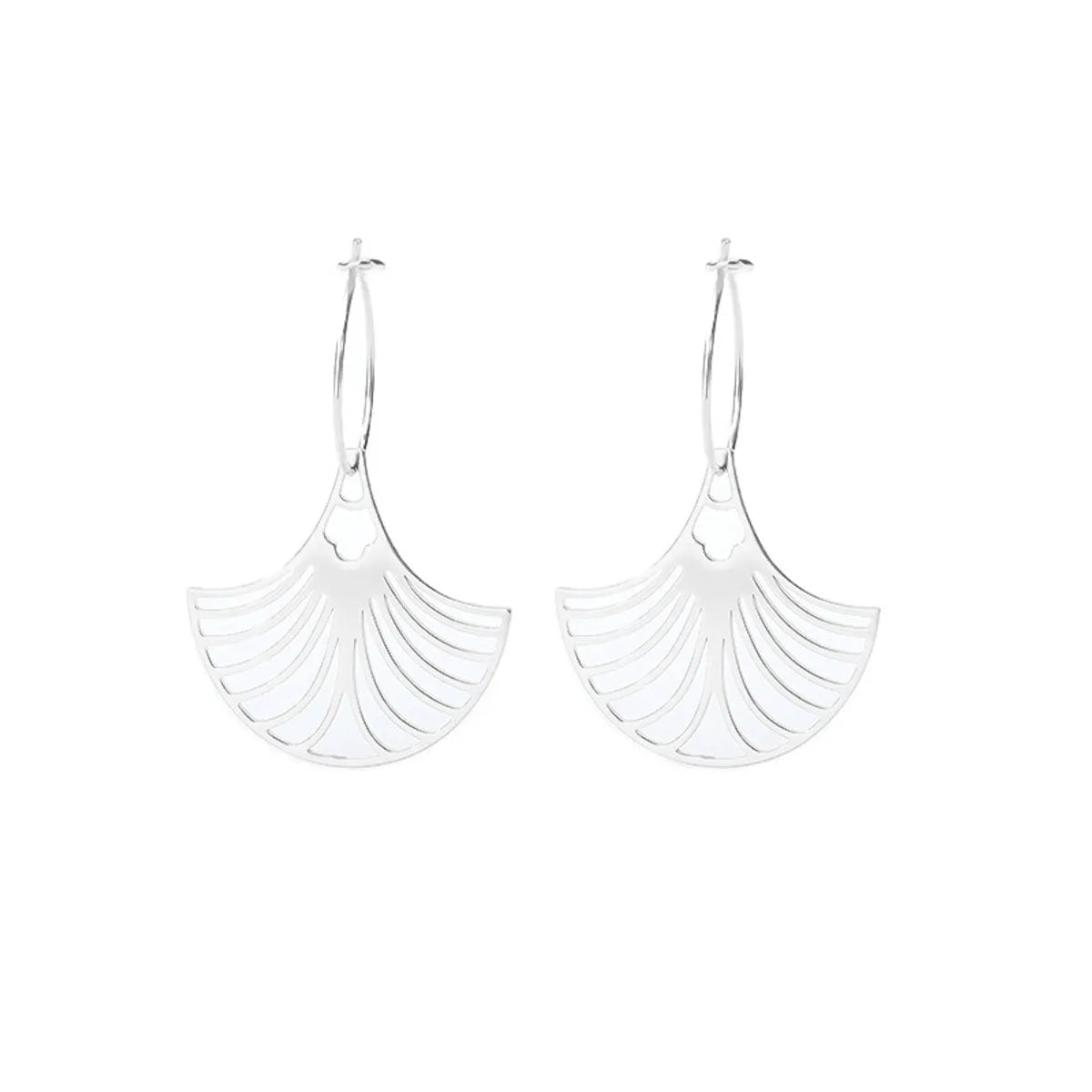 Fashion Leaf Fan-shaped Semi-circular Stainless Steel Earrings