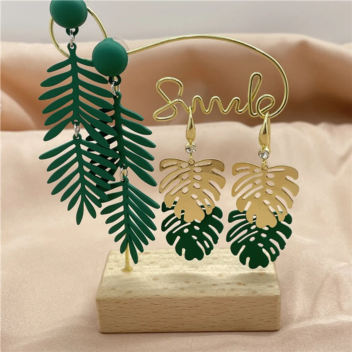 1 Pair Fashion Leaf Plating Iron Drop Earrings