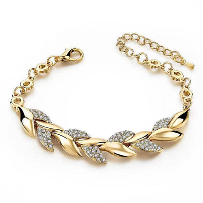 Fashion Leaf Metal Inlay Artificial Diamond Women'S Bracelets 1 Piece