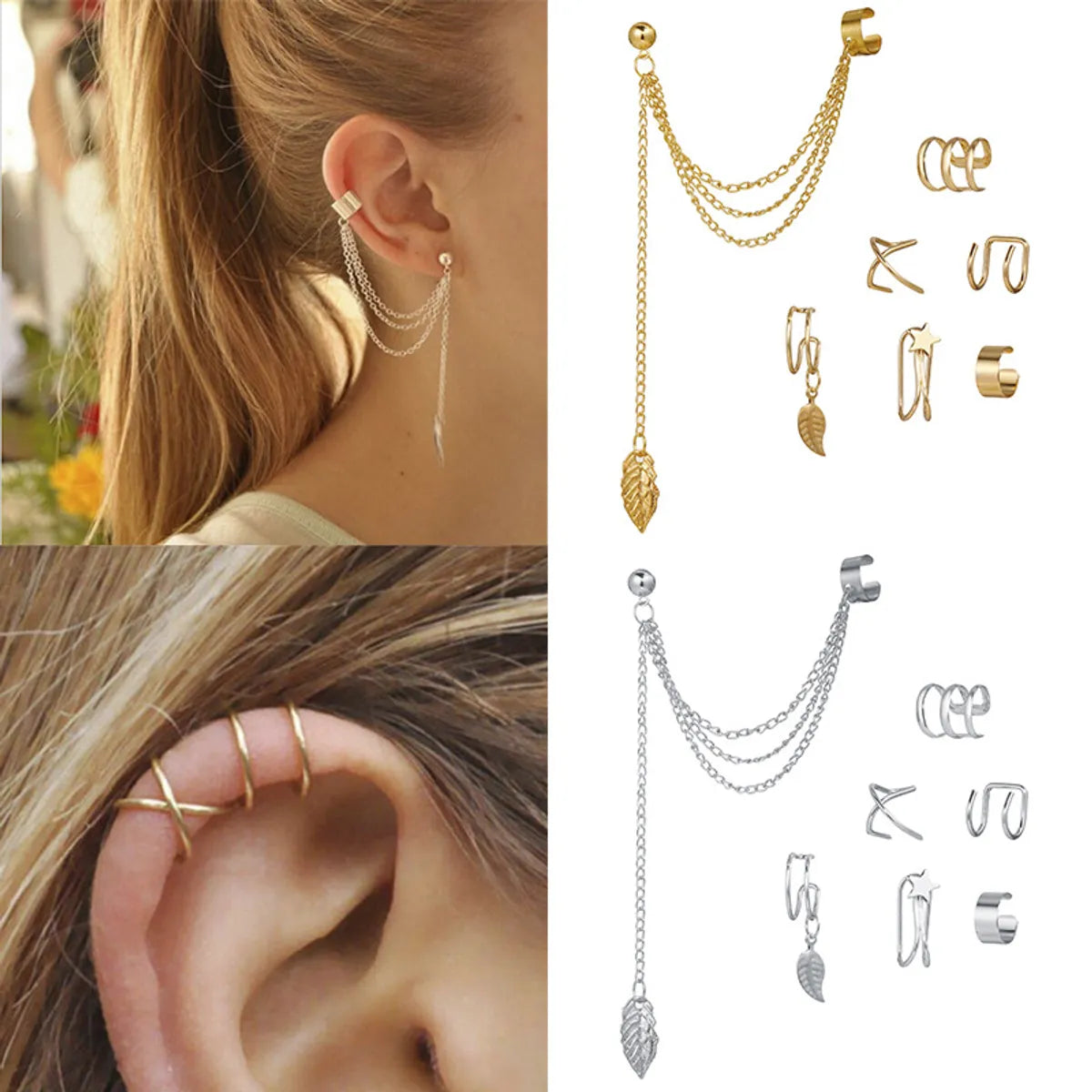 Fashion Leaf Metal Plating Women'S Ear Clips 1 Set