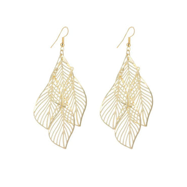 Fashion Leaf Metal Plating Women'S Earrings 1 Pair