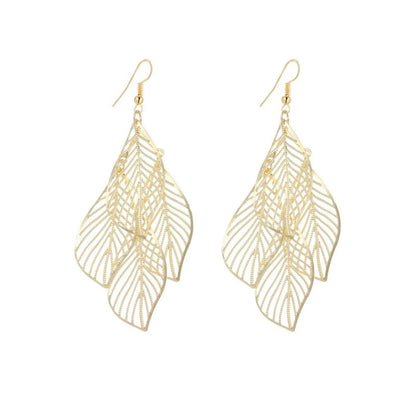 Fashion Leaf Metal Plating Women'S Earrings 1 Pair