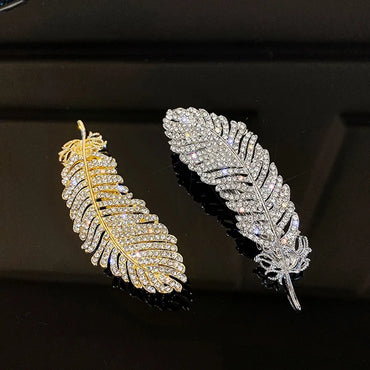 Fashion Leaf Rhinestone Metal Hair Clip 1 Piece