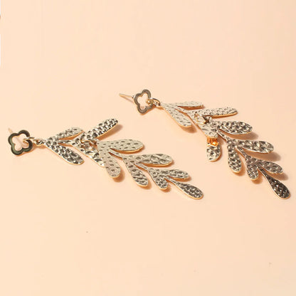 Ins Style Elegant Fashion Leaves Alloy Plating Women's Earrings