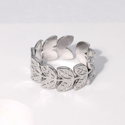 Fashion Leaf Stainless Steel Plating Open Ring