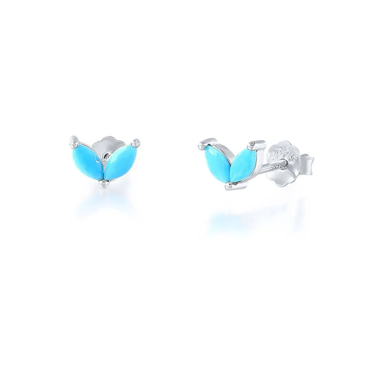 Fashion Leaf Sterling Silver Plating Inlay Artificial Diamond Ear Studs 1 Pair