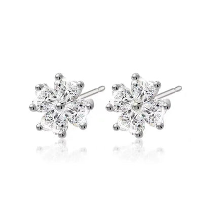 Fashion Leaf Sterling Silver Plating Rhinestones Ear Studs 1 Pair