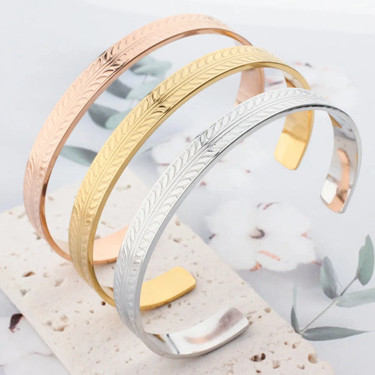 Fashion Leaf Titanium Steel Bangle