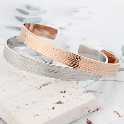 Fashion Leaf Titanium Steel Bangle