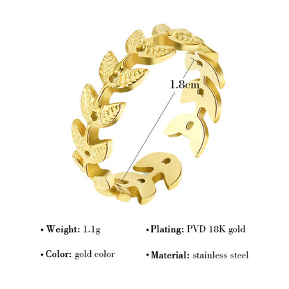 Wholesale Jewelry Fashion Leaf 304 Stainless Steel No Inlaid 18K Gold Plated Plating