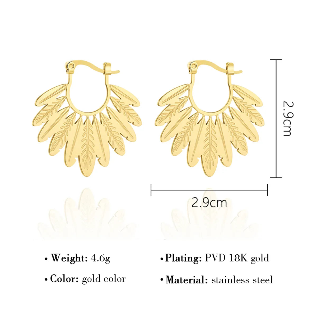 Fashion Leaf Titanium Steel Plating Earrings 1 Pair