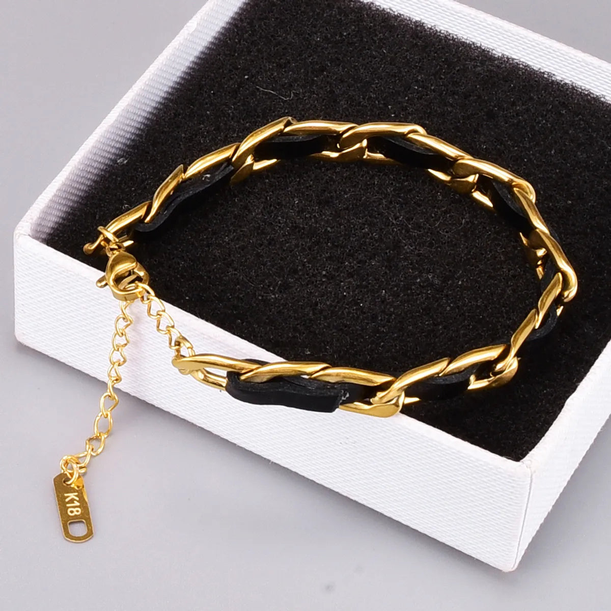 Fashion Leather Rope Titanium Steel Bracelet