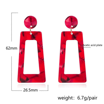 Fashion Leaves Oval Rectangle Alloy Acetic Acid Sheets Plating Women's Drop Earrings 1 Pair