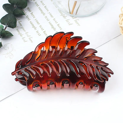 Fashion Leaves Plastic Resin Stoving Varnish Hair Claws 1 Piece