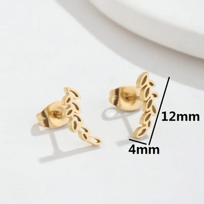 Fashion Leaves Stainless Steel Plating Hollow Out Ear Studs 1 Pair