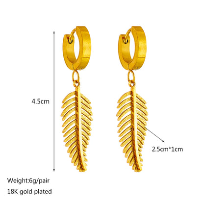 Fashion Leaves Titanium Steel Drop Earrings 1 Pair