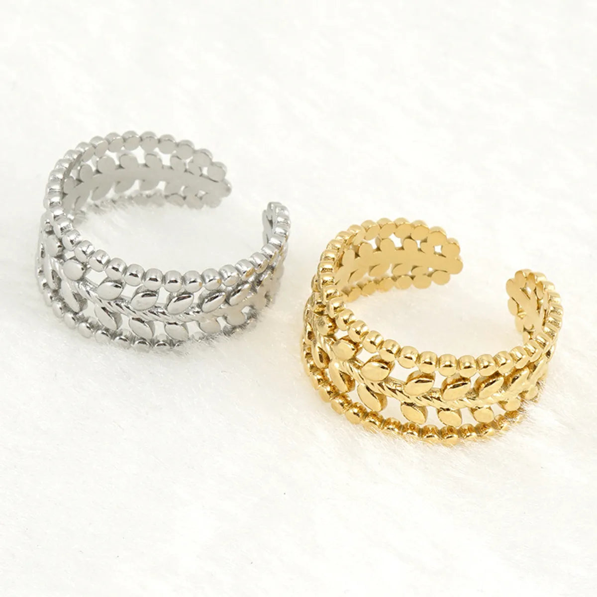 Fashion Leaves Titanium Steel Open Ring Plating Stainless Steel Rings