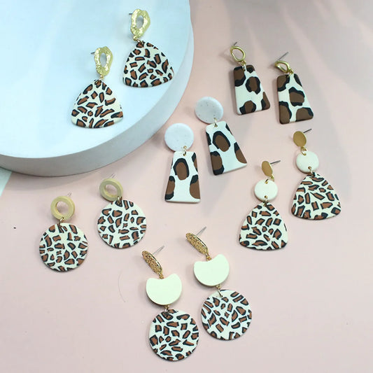 Fashion Leopard Soft Clay Patchwork Women's Drop Earrings 1 Pair