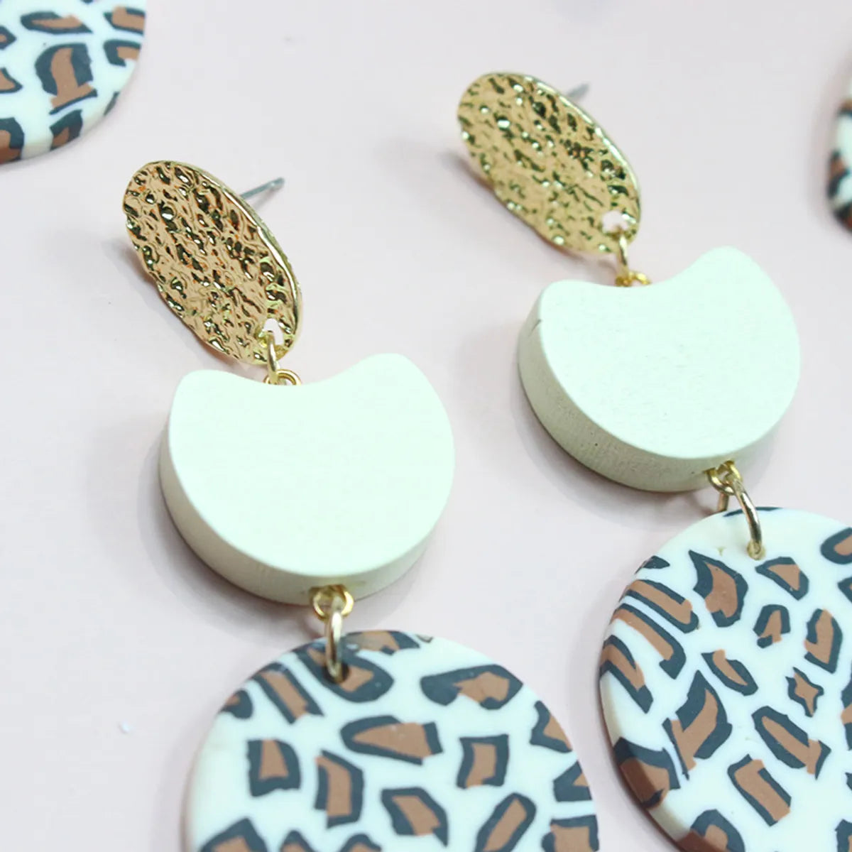 Fashion Leopard Soft Clay Patchwork Women's Drop Earrings 1 Pair