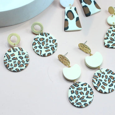 Fashion Leopard Soft Clay Patchwork Women's Drop Earrings 1 Pair