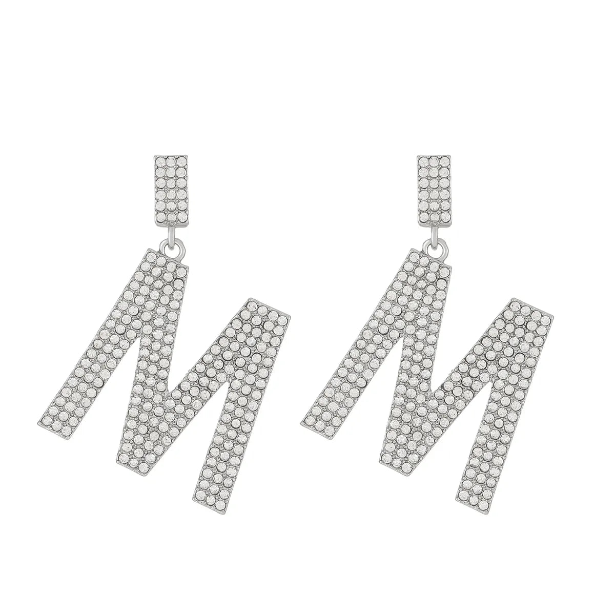 Fashion Letter Alloy Inlay Rhinestones Women's Drop Earrings 1 Pair