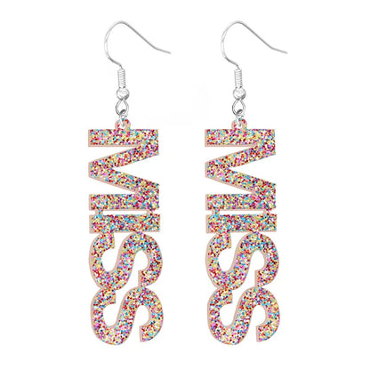 Fashion Letter Arylic Sequins Women'S Drop Earrings 1 Pair