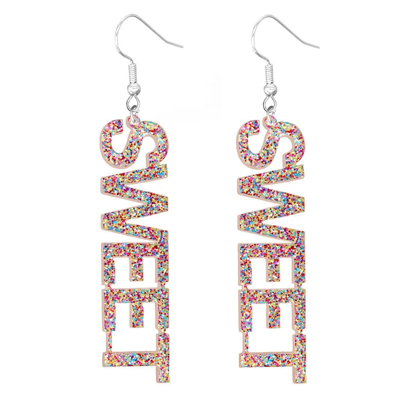 Fashion Letter Arylic Sequins Women'S Drop Earrings 1 Pair