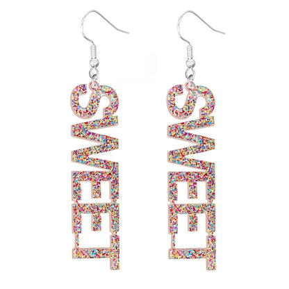 Fashion Letter Arylic Sequins Women'S Drop Earrings 1 Pair