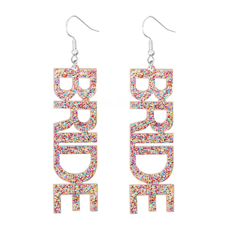 Fashion Letter Arylic Sequins Women'S Drop Earrings 1 Pair