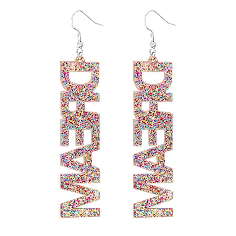 Fashion Letter Arylic Sequins Women'S Drop Earrings 1 Pair