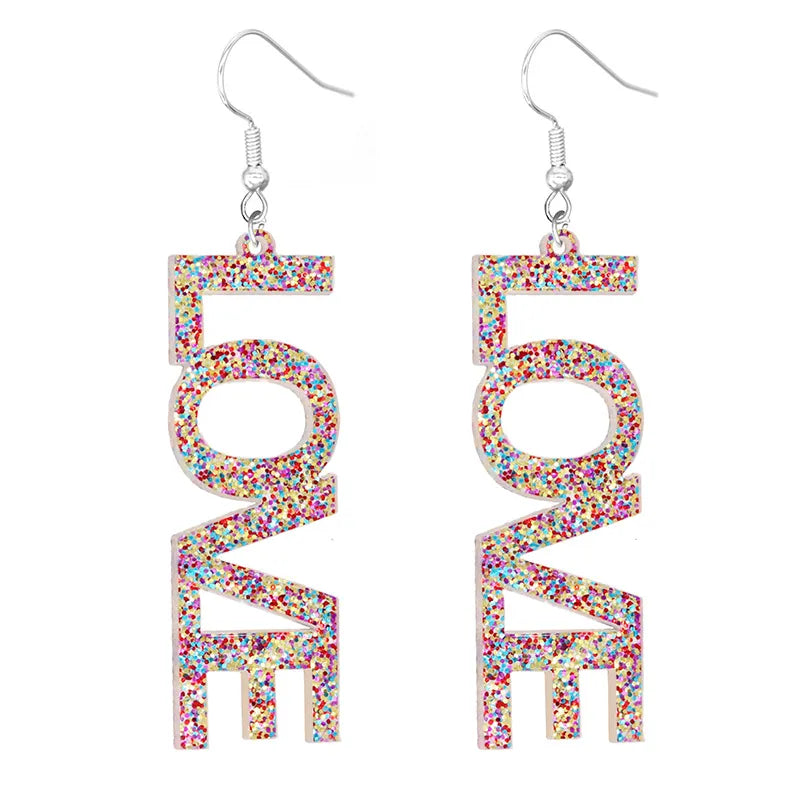 Fashion Letter Arylic Sequins Women'S Drop Earrings 1 Pair