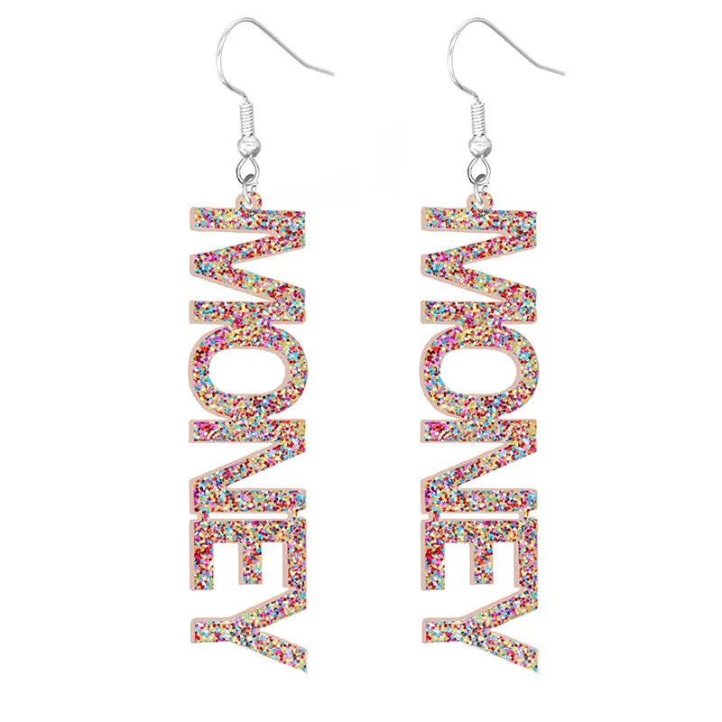 Fashion Letter Arylic Sequins Women'S Drop Earrings 1 Pair