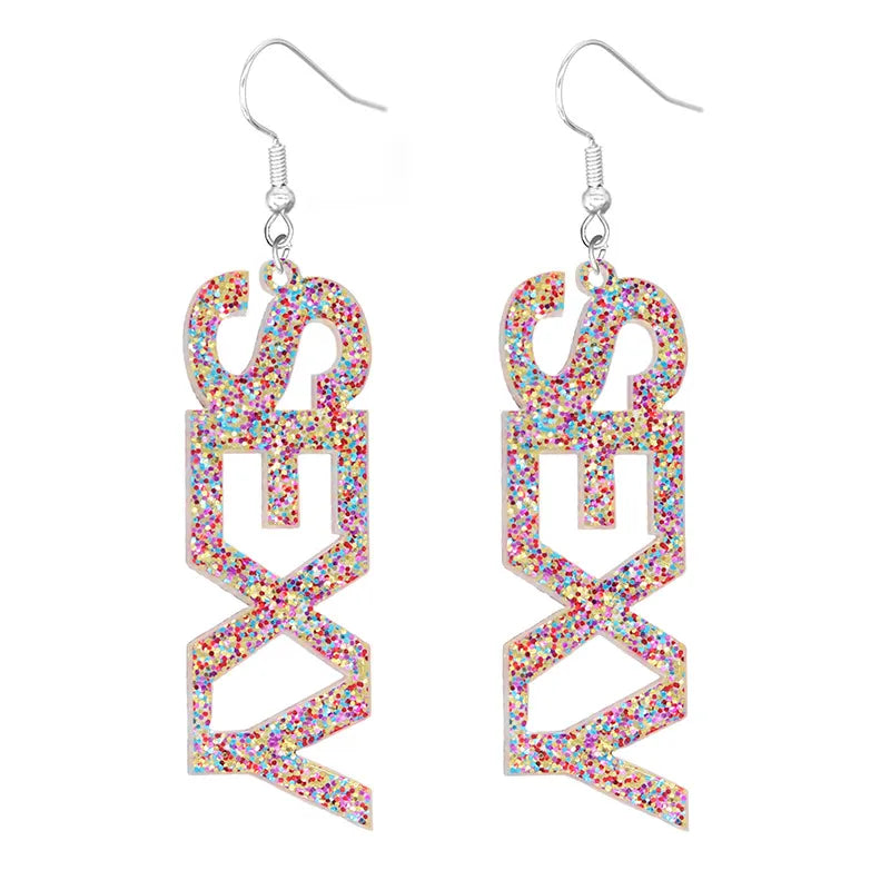 Fashion Letter Arylic Sequins Women'S Drop Earrings 1 Pair