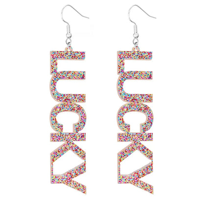 Fashion Letter Arylic Sequins Women'S Drop Earrings 1 Pair