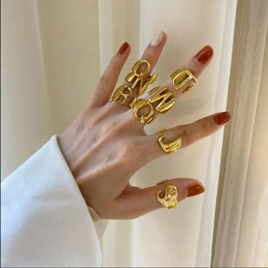 Fashion Letter Brass Rings 1 Piece