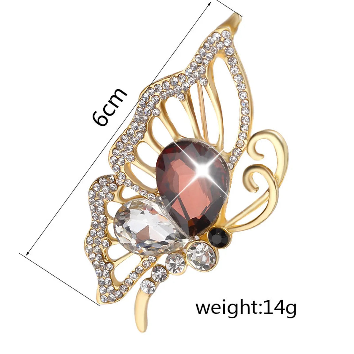 Fashion Letter Butterfly Alloy Inlay Rhinestones Women'S Brooches